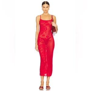 LOBA Orlando Midi Lace Red Dress